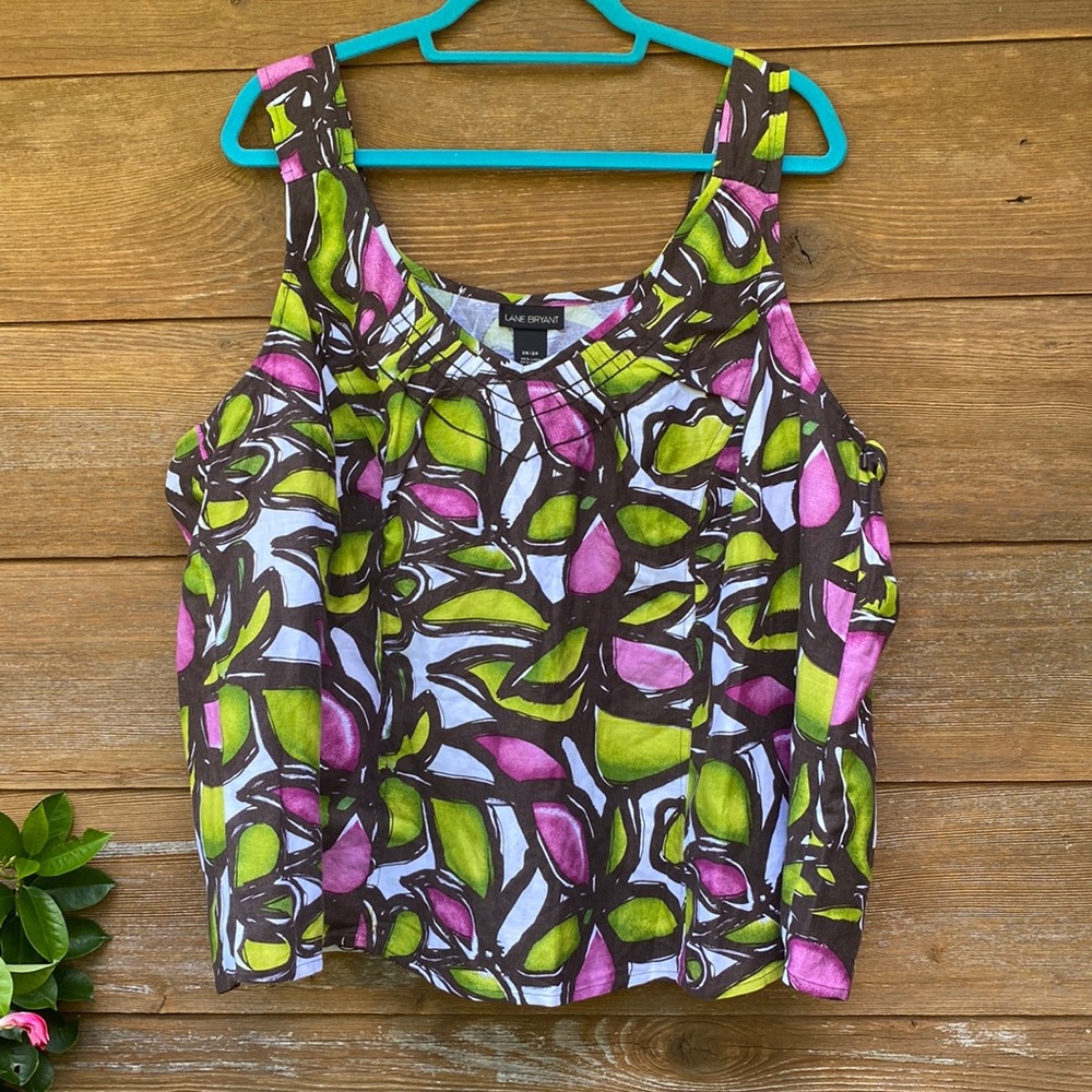 Lane Bryant Linen Blend Tropical Tank